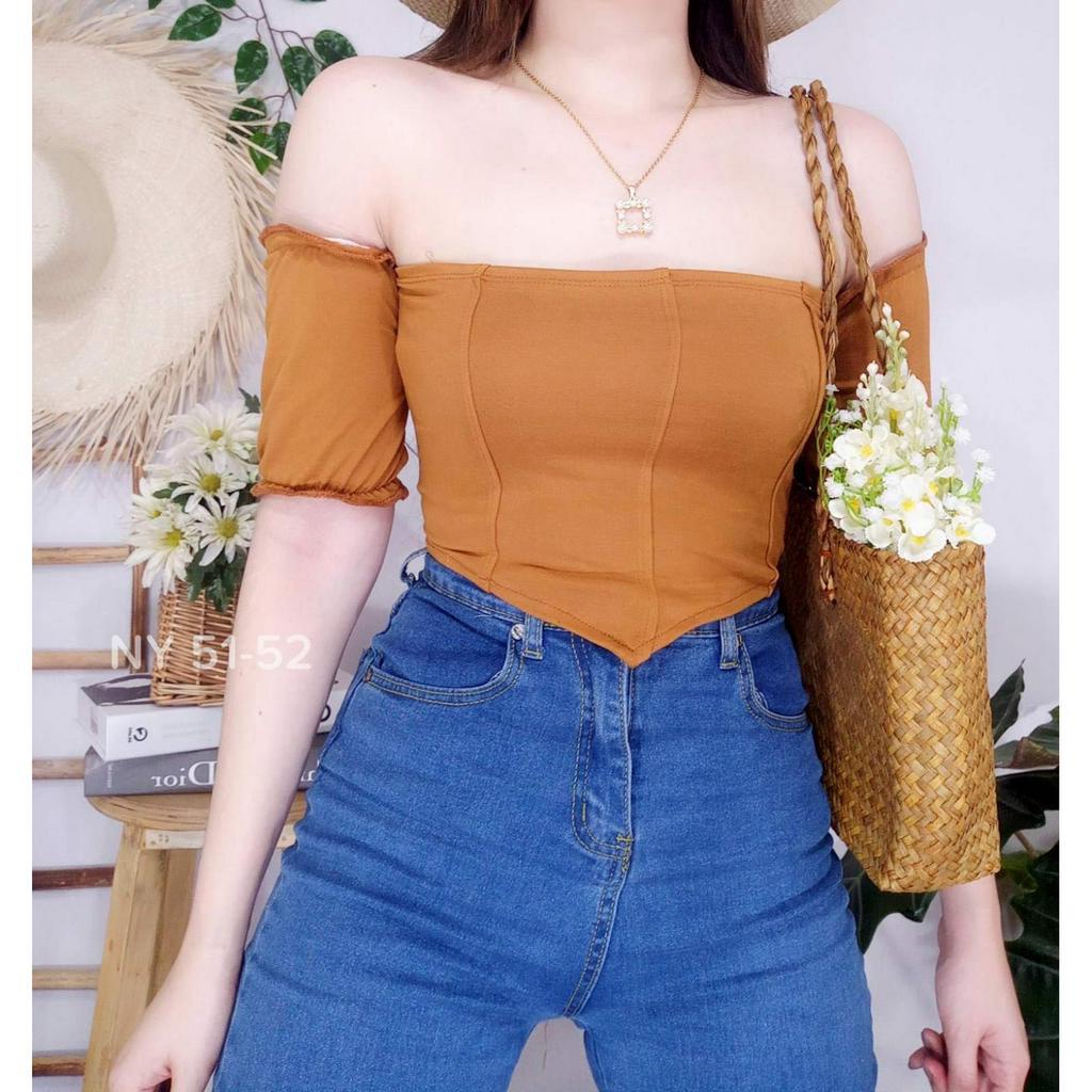 Off shoulder crop online top shopee