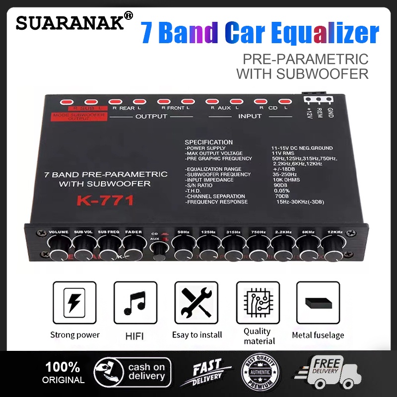 Car EQ Equalizer 7 Bands PreParametric With Subwoofer Auto Audio EQ