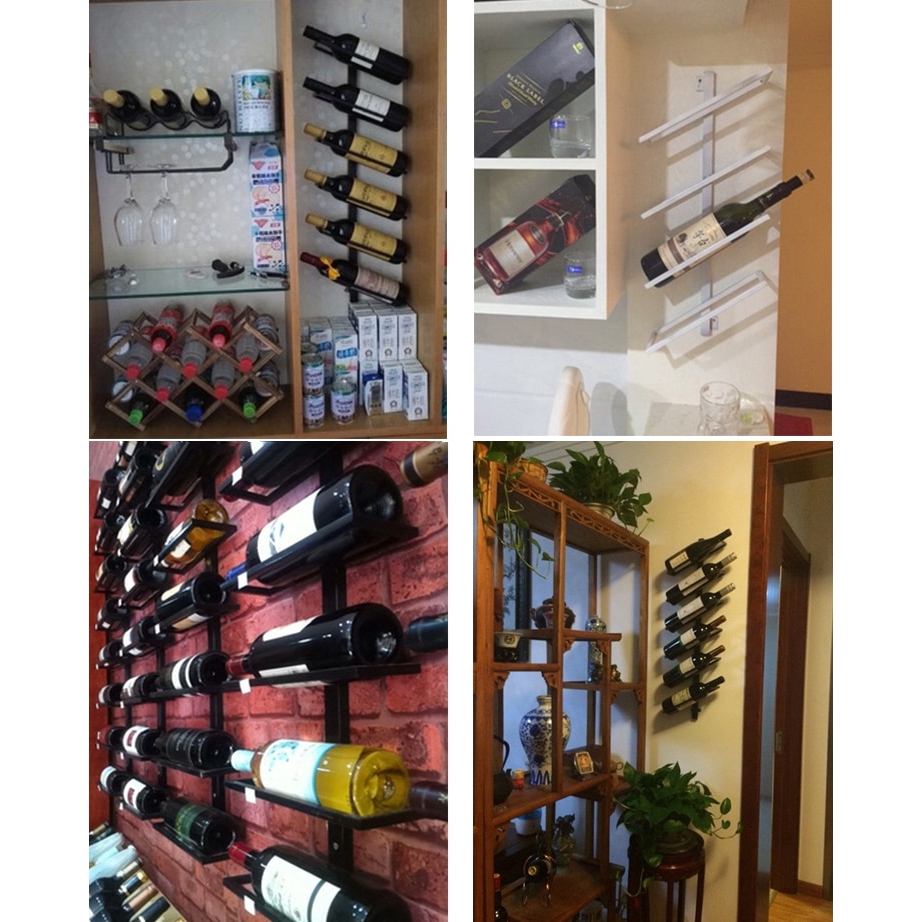 Champagne Bottle Display Rack, Iron Wall Mounted Wine Rack Tilt ...