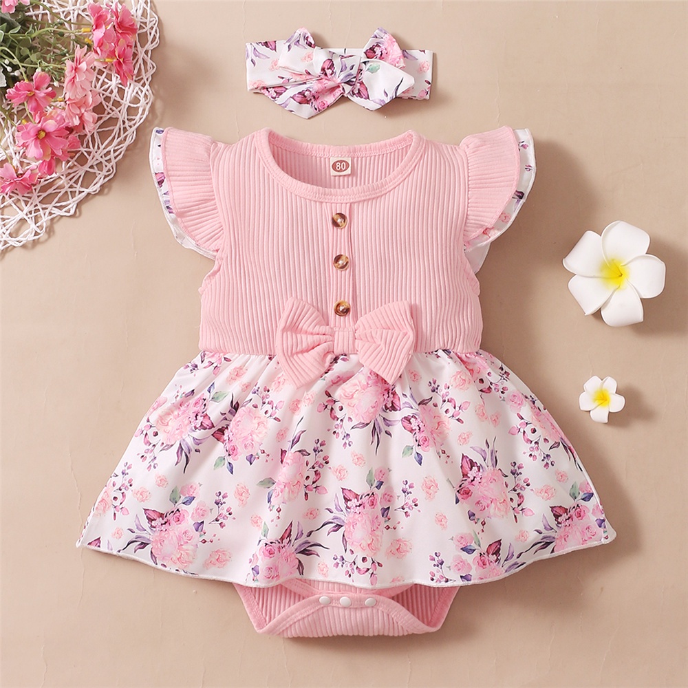 0-18 Months Baby Girl Romper Dress Fly Sleeve Romper Jumpsuit Floral ...