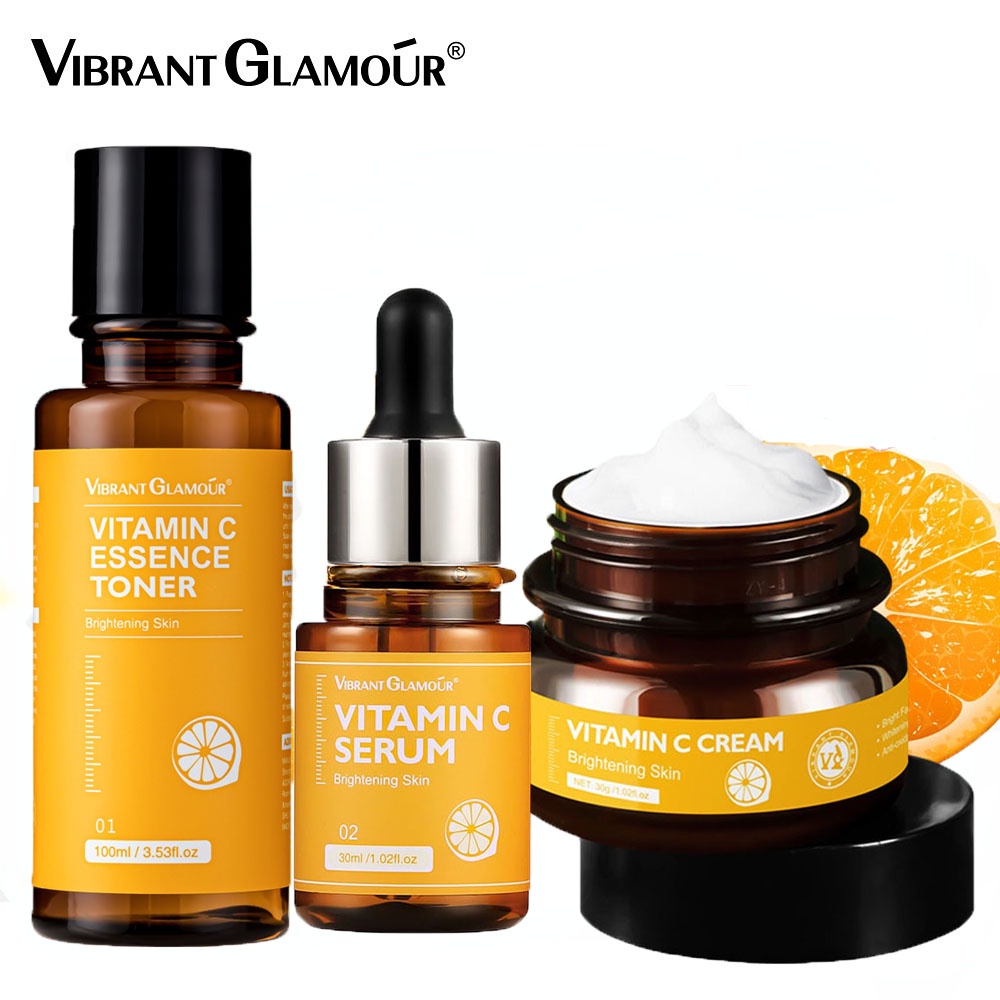 Vibrant Glamour Vitamin C Whitening Facial Toner Face Cream Face Serum Sets Fading Dark Spot