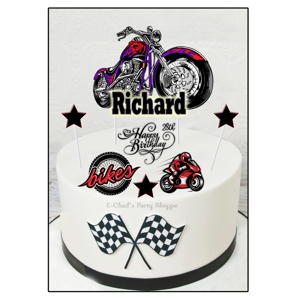 MOTORBIKE Cake Topper Set FREE Customized Name Shopee Philippines