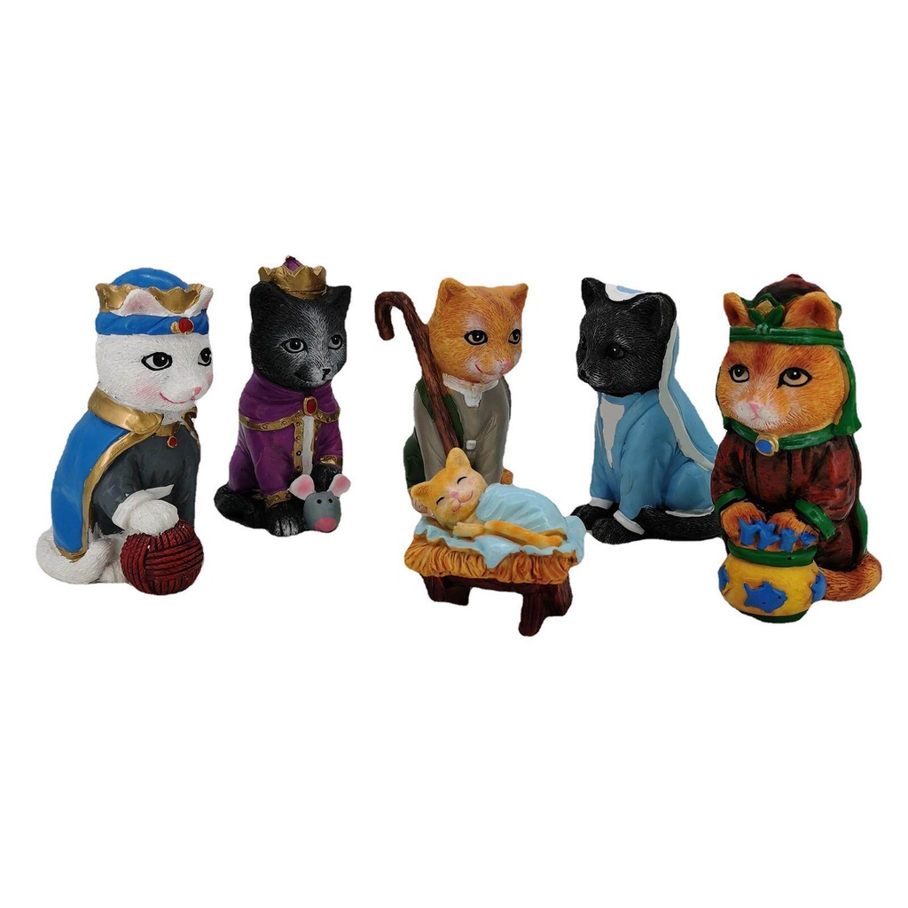 Cat Figurines Nativity Scene Set, Birth of a Kitten Figurine Collection