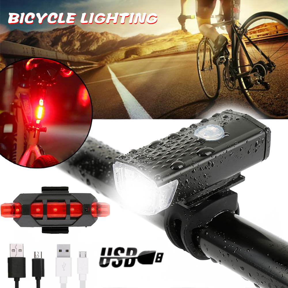 2pcs Bike Lights USB Rechargeable 300 Lumens Bicycle LED Front