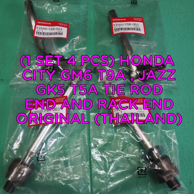 (1 SET 4 PCS) HONDA CITY GM6 T9A , JAZZ GK5 T5A TIE ROD END AND RACK ...