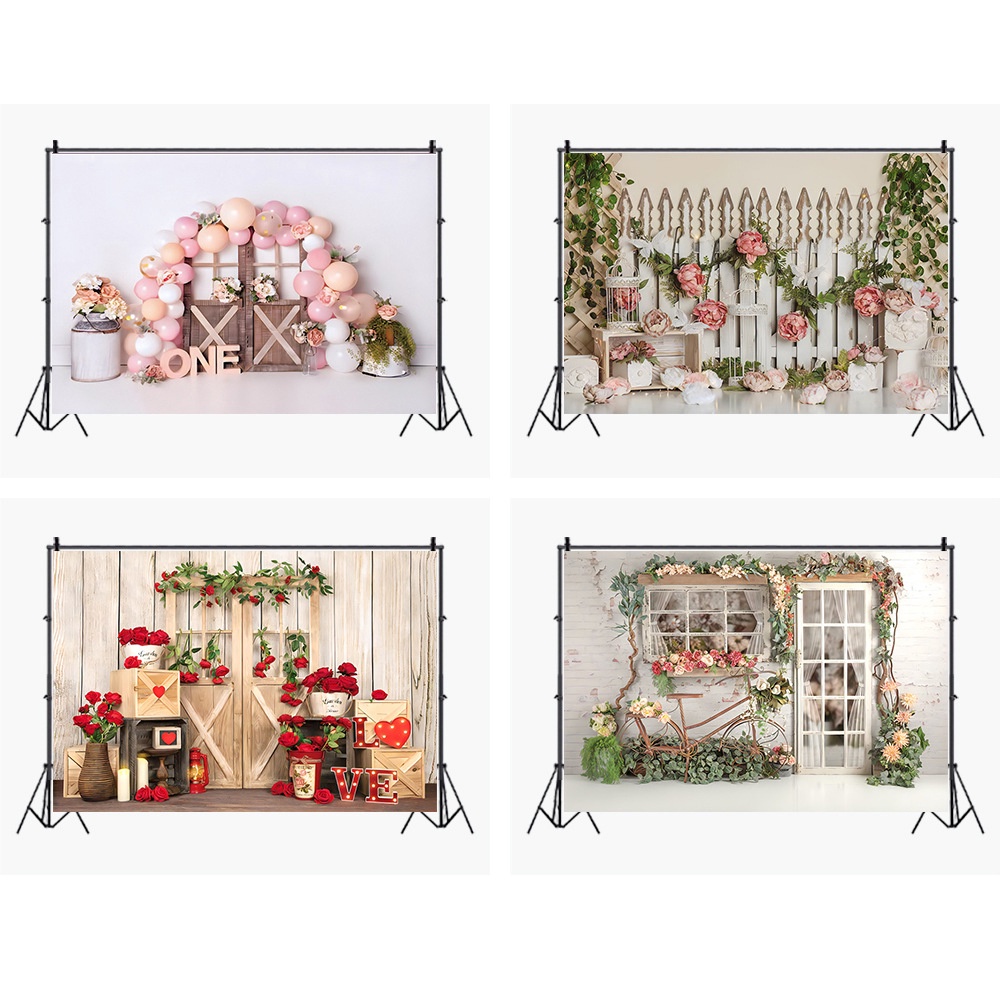 1st Birthday Party Photography Backdrops Pink Balloons Decoration ...