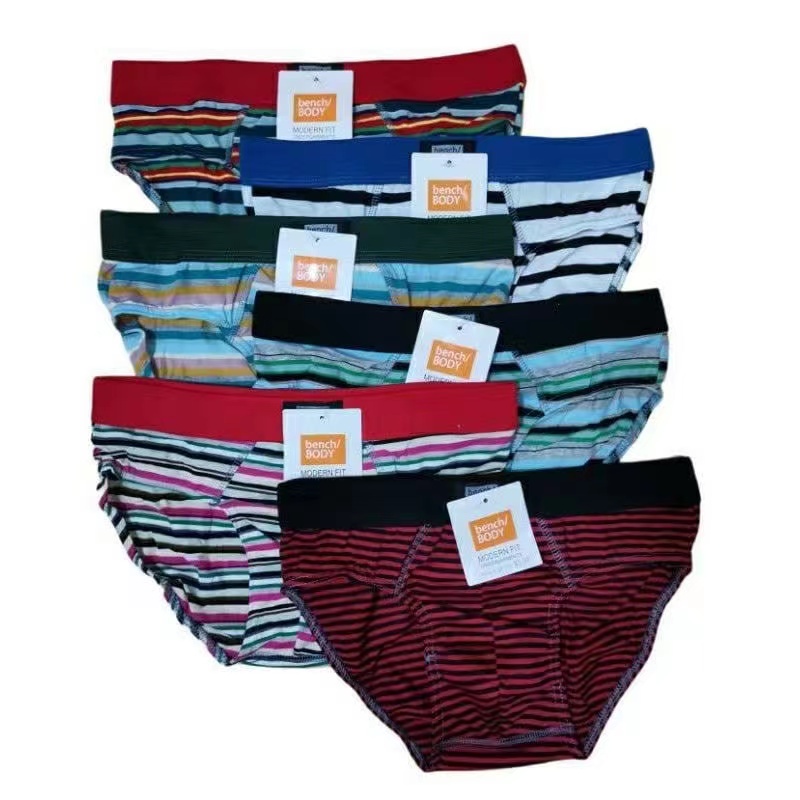 6Pieces Bench body Men's High Quality Underwear Cotton Stripe Briefs