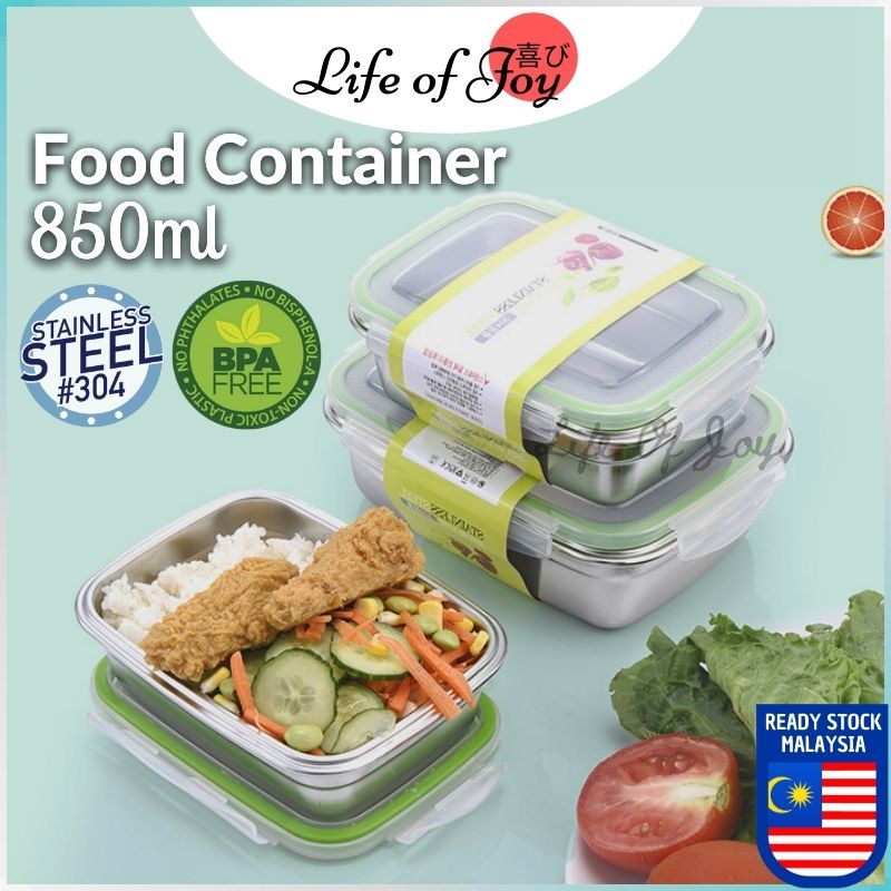 Air Tight Stainless Steel Rectangle Lunch Box Food Containers With