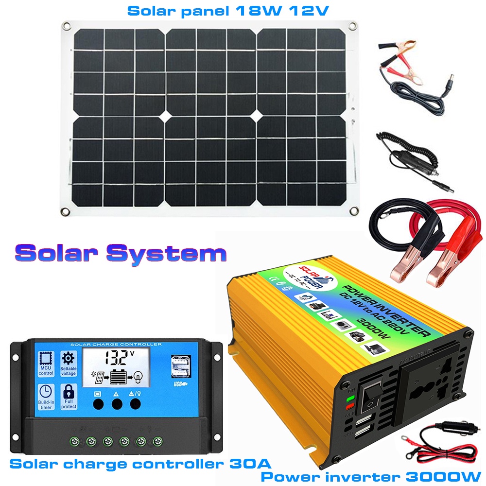 Solar Panel Set For Home With Batteri Inverter Solar System = Power ...