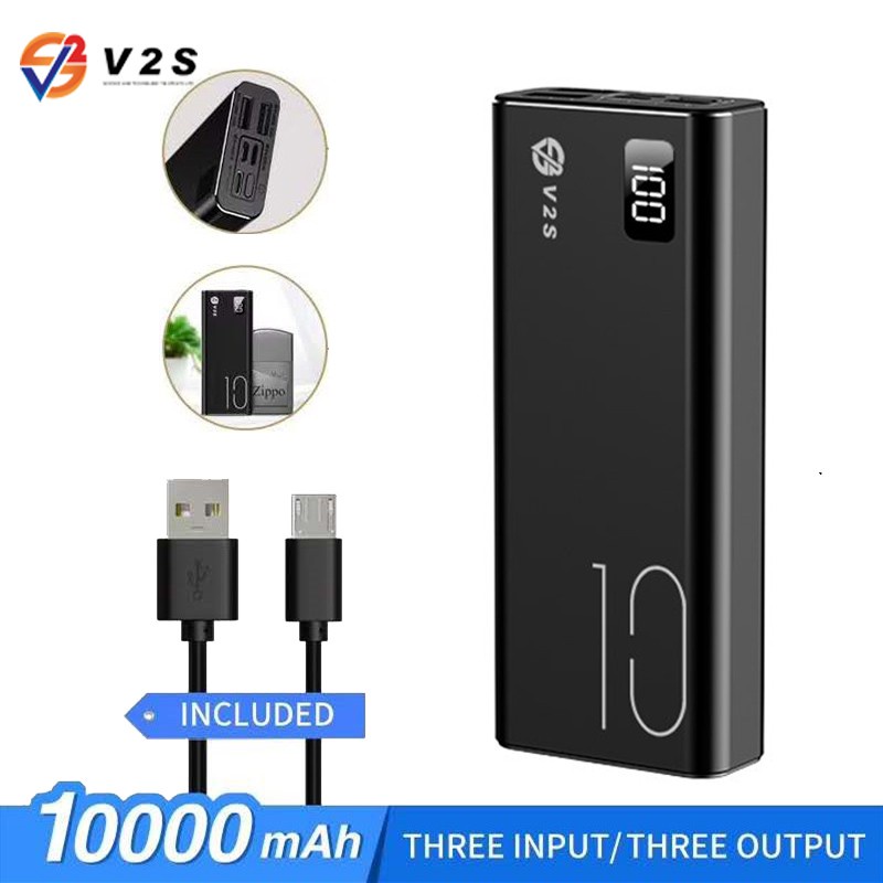 V2S AR10 Power bank 10000mAh Power Bank Free VS55 Portable Foldable ...