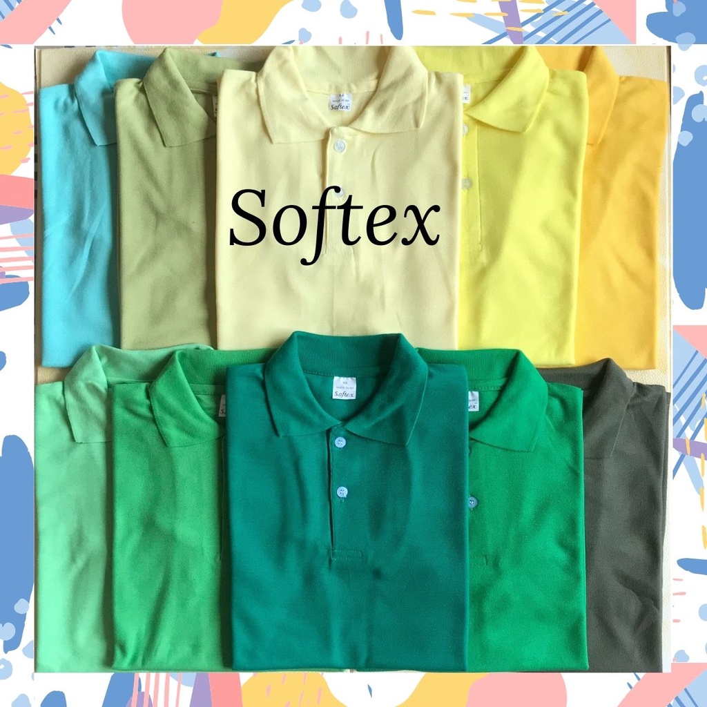 SOFTEX Unisex Plain Polo Shirt Honeycomb Collared Shirt green kiwi fresh yellow gold apple emerald Shopee Philippines