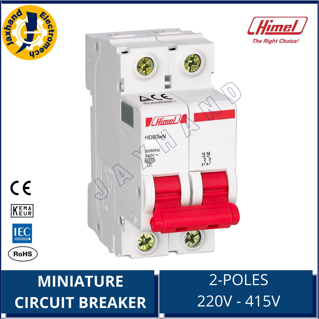 Himel Miniature Circuit Breaker 6A 63A, 2poleS AC230V/400V415V