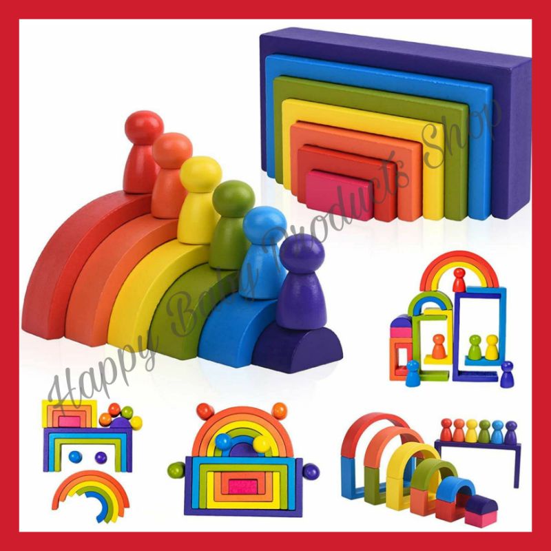 Rainbow Montessori Stacker Wooden Toy l Educational Toys l Learning ...