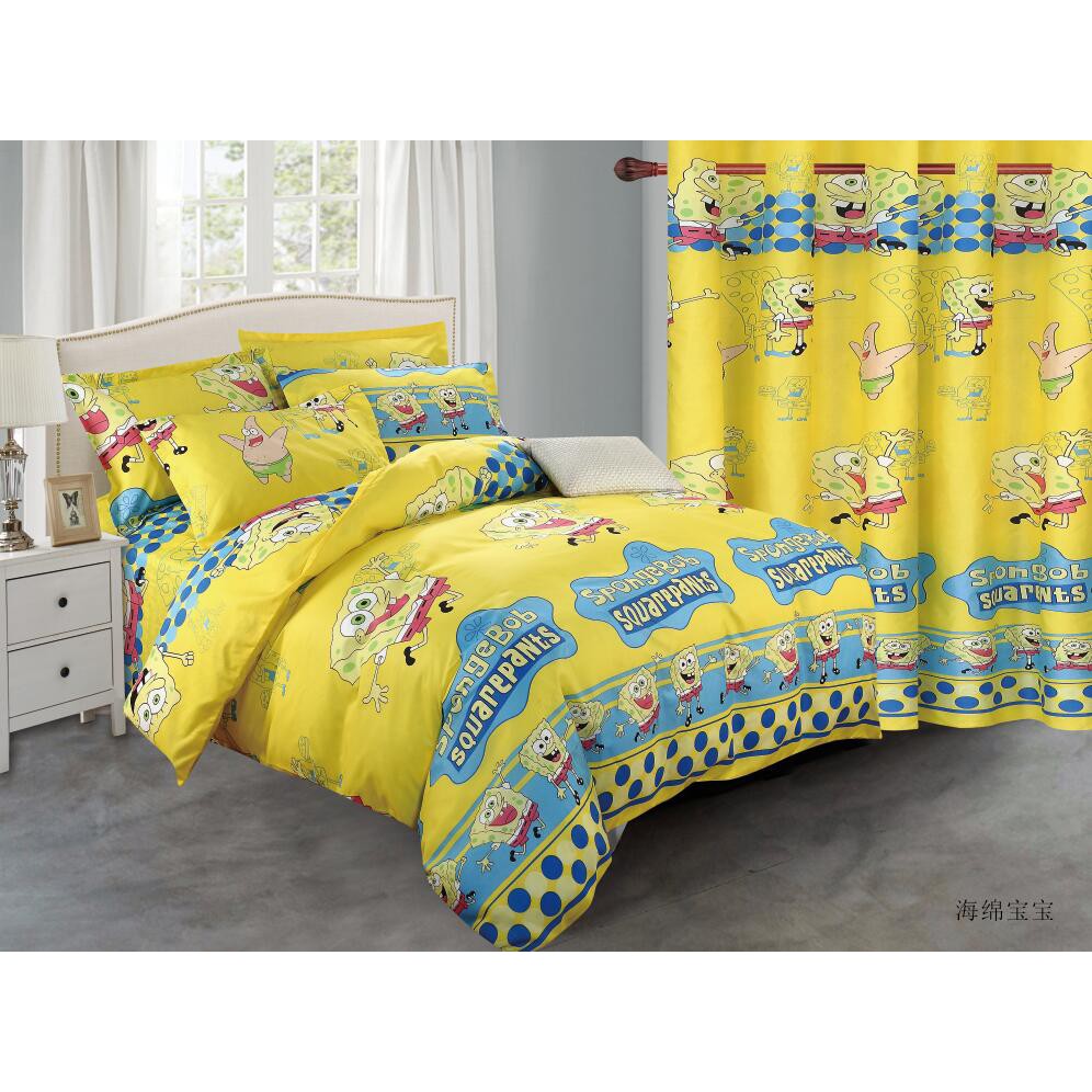 Spongebob 3in1/4in1 Bedsheet with garter/Single Double Queen King ...