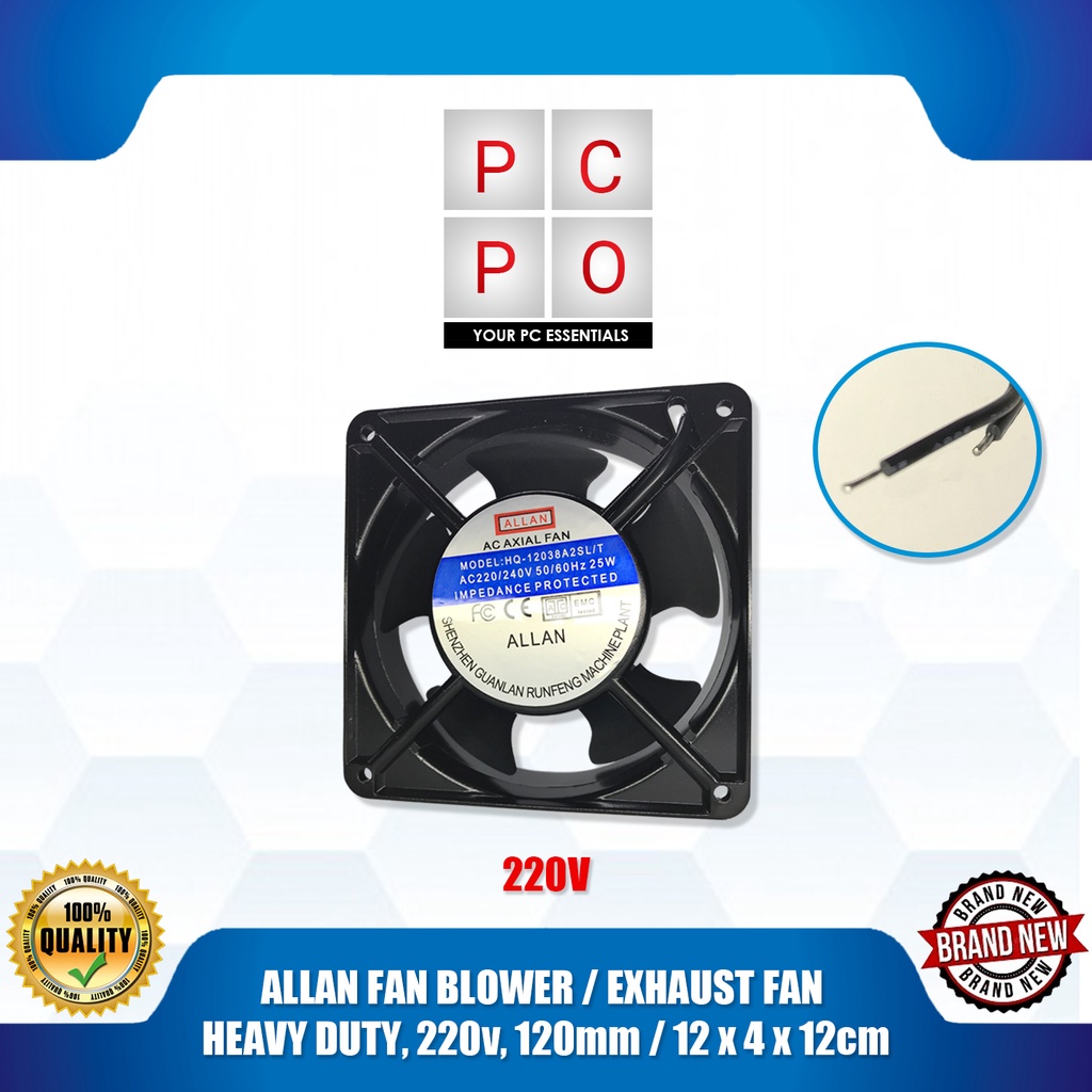 ALLAN FAN BLOWER / EXHAUST FAN HEAVY DUTY, 220v, 120mm / 12x4x12cm ...