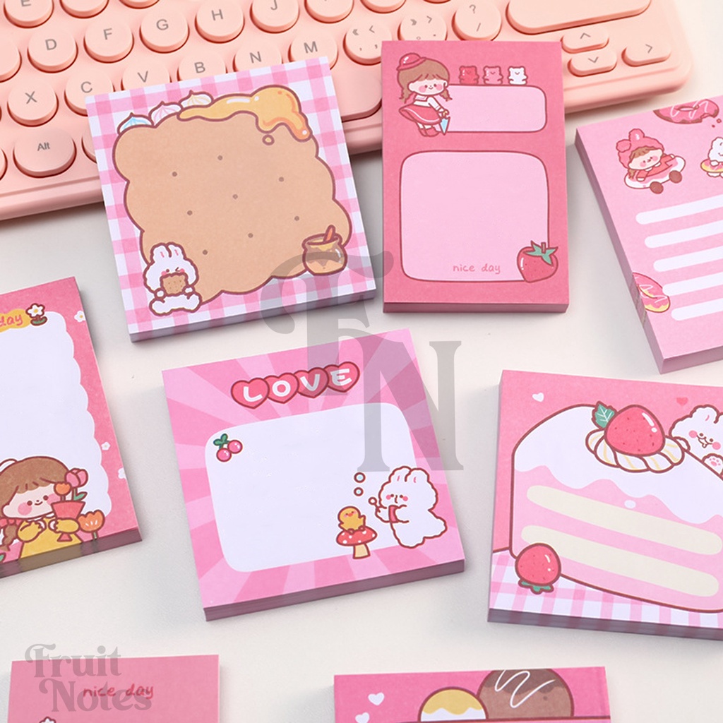 [CLEARANCE] SN197 50 sheets Pink Kawaii Theme Sticky Notes | Shopee ...