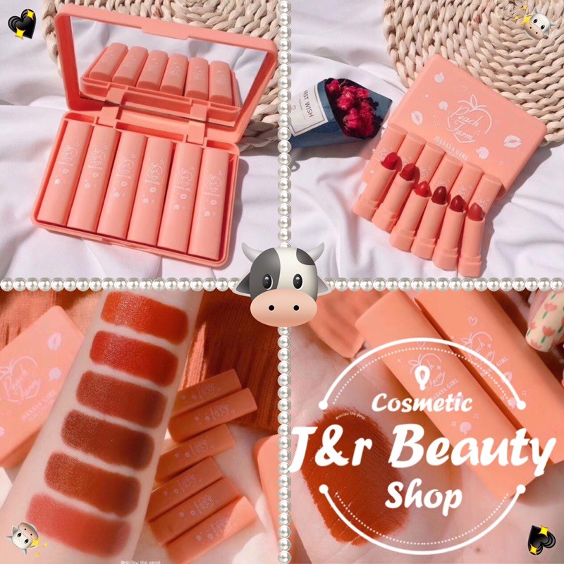 J&r Original Thailand Hasaya Girl 6in1 Peach Velvet Lipstick Matte