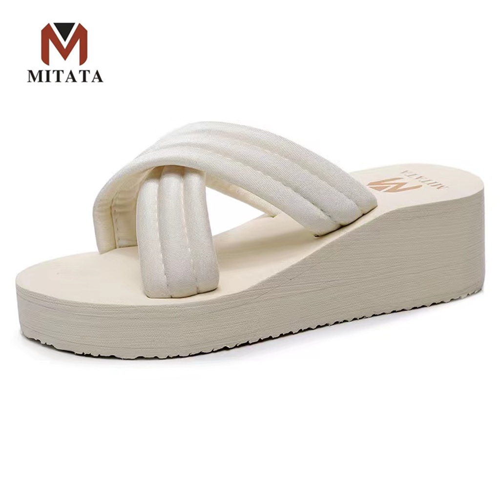 MITATA 2 inch Height Wedge Non-Slip Sole Women Slippers | Shopee ...