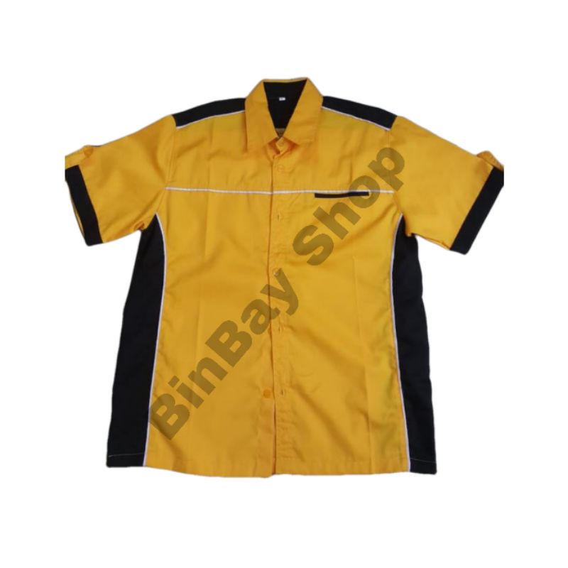 KEMEJA HITAM Yellow DRILL Uniform Shirt Black Combination JS Shopee Philippines