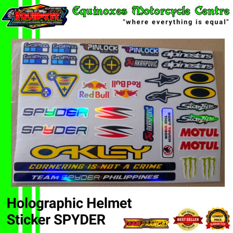 Helmet Visor Sticker Holographic Spyder Brand