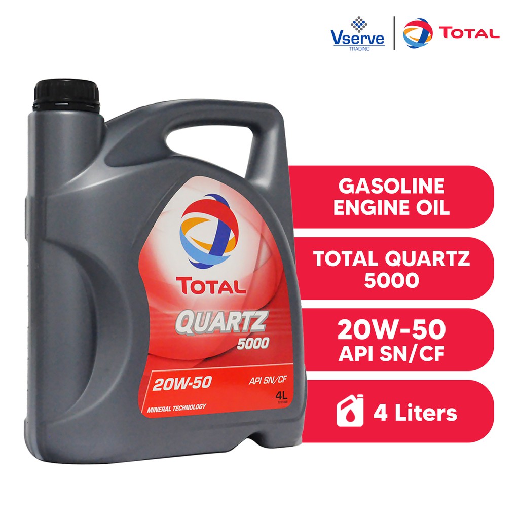 Total Quartz 5000 20W-50 4 Liter Engine Oil for Gas & Diesel Engines ...