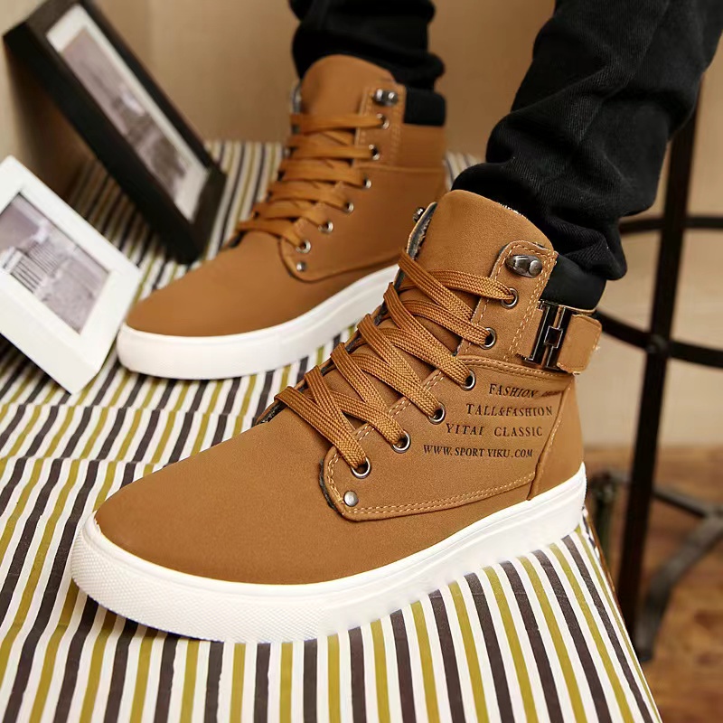 MR.BINBEITIME Autumn Winter Men's High Top Sneakers Casual Shoes Ankle ...
