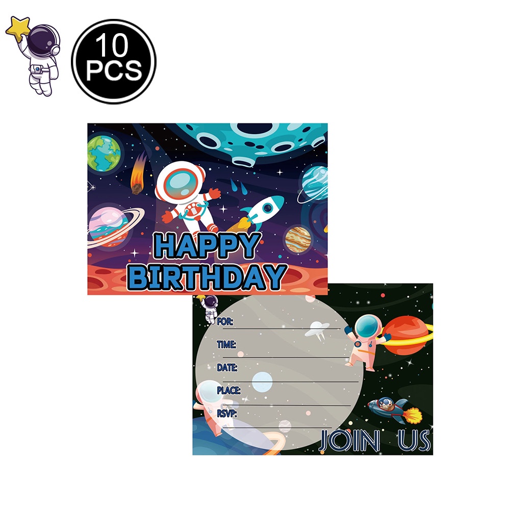 Outer Space Astronaut Galaxy Theme Planet Rocket Happy Birthday Banner ...