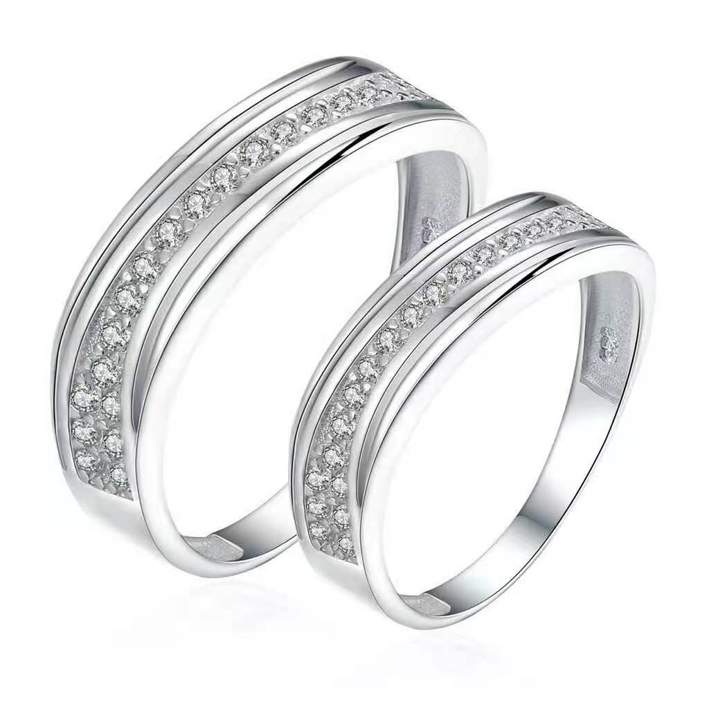 Silversmith A Pair silver 92.5% Italy Silver Couple Rings Best Lover ...