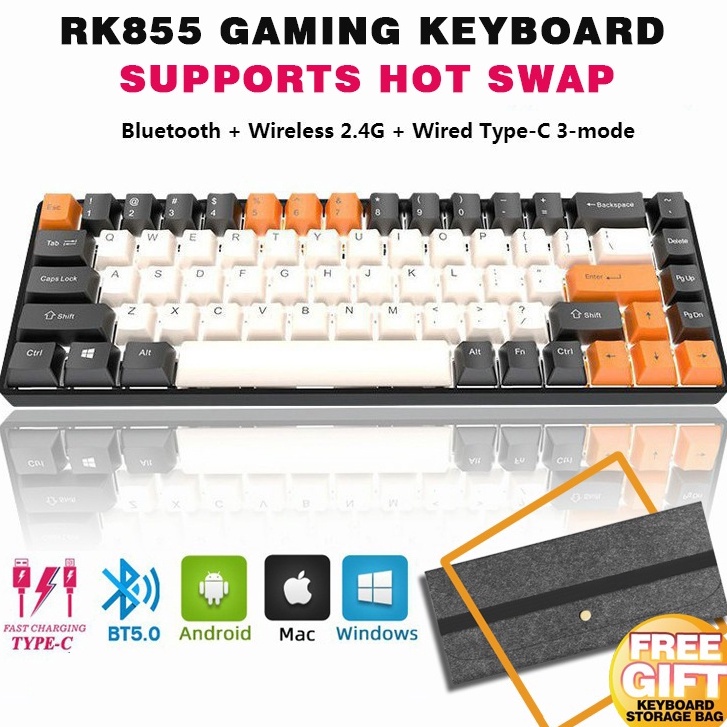 RK855 RGB Hot-Swap Original Mechanical Gaming Keyboard Bluetooth ...