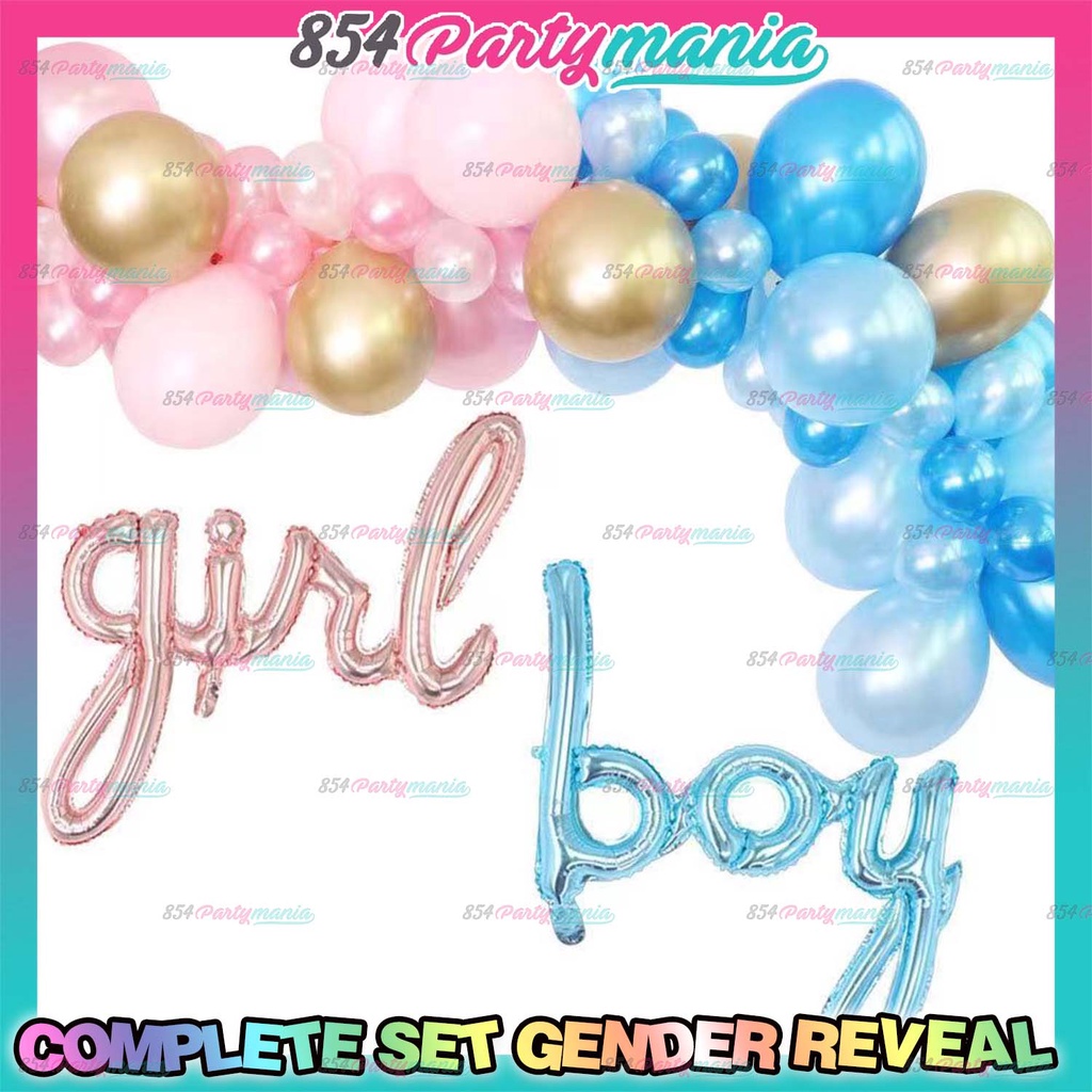 NEW Gender Reveal Set Balloon Decor Set Babies celebrations baby boy or ...