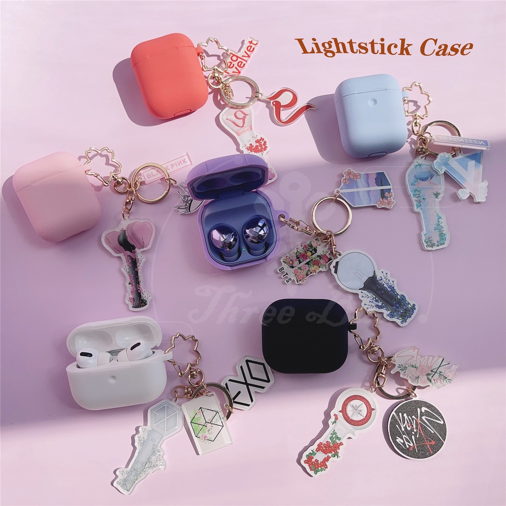 KPOP Case For Airpods pro Cover With Lightstick Keychain BLINK ATEEZ SF9  STRAYKIDS THE BOYZ Wireless earphone Charging Case
