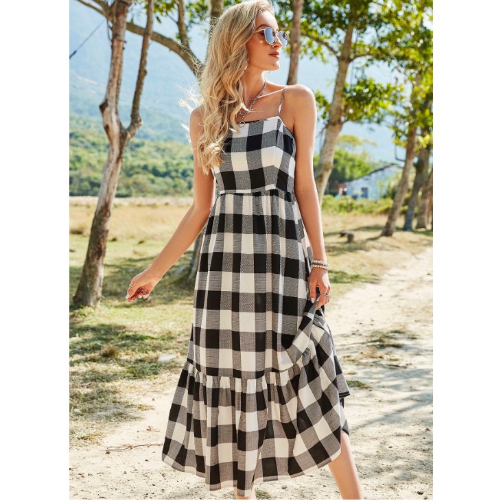 Gingham print outlet cami dress