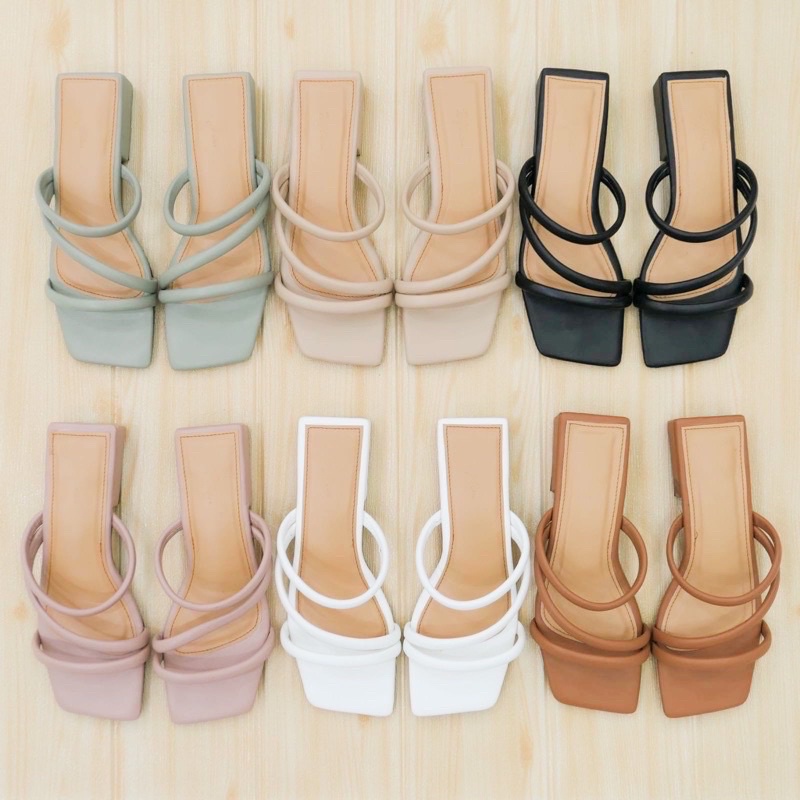 Kimi Kim 1inch Strappy Block Heels Sandals Classic Korean Fashion Women ...