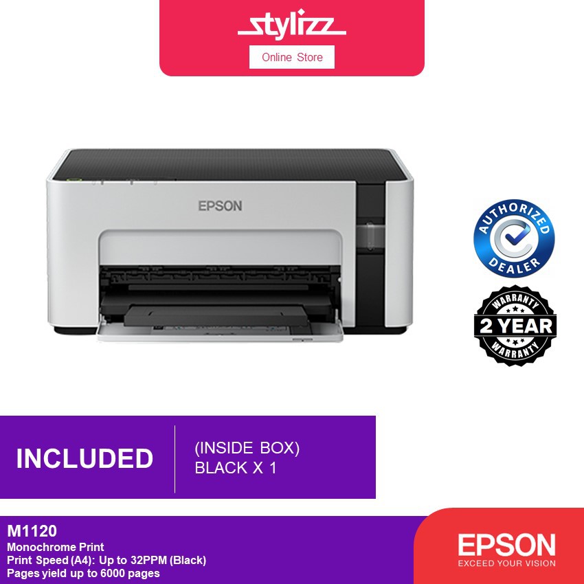 Epson Mono Inkjet Ecotank M1100 Printer Print 1440x720dpi Speed A4 Up To 32 Ppm Wired 2514