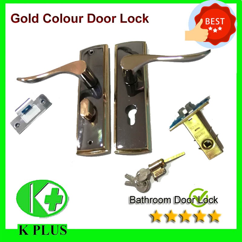 Bathroom lock Aluminum door lock iron lock gold color Bathroom door ...