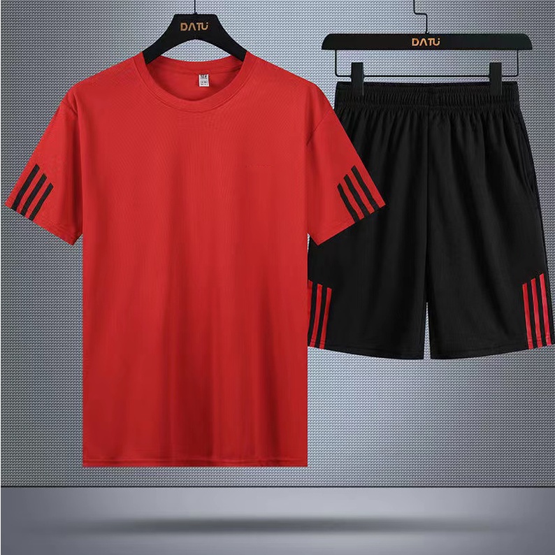 Simple fashion plain short sleeve trend terno T-shirt + shorts Unisex ...