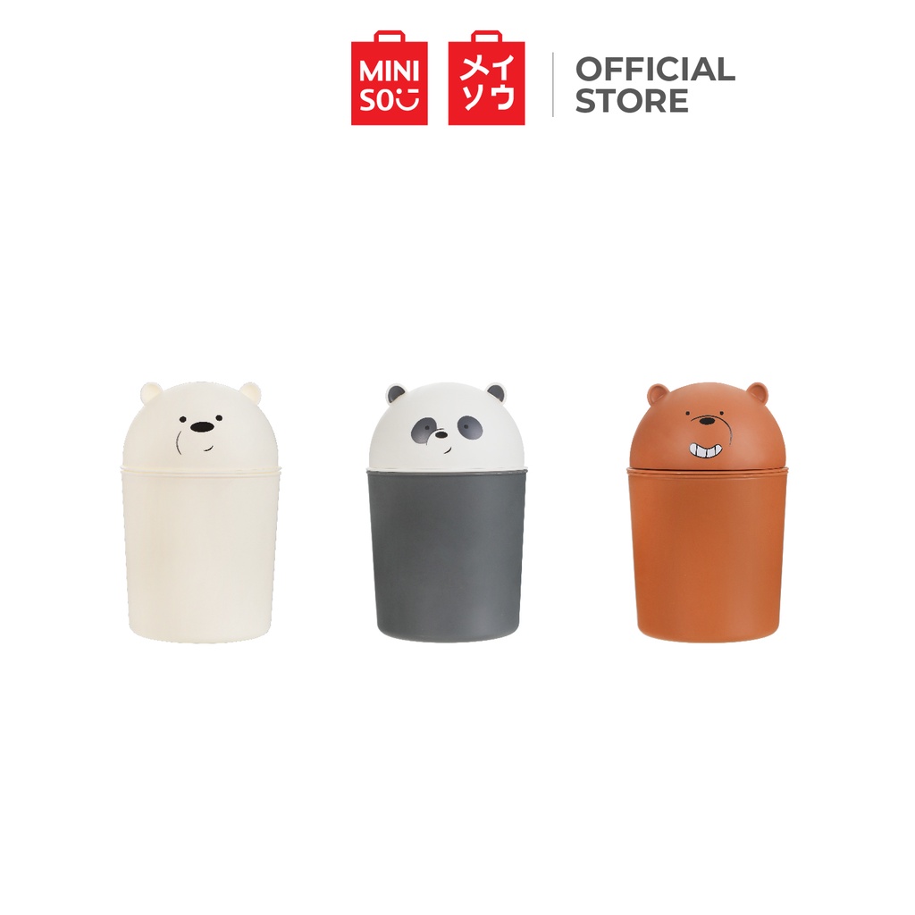 MINISO We Bare Bears Waste Bin Mini Garbage Paper Trash Can For Table Desktop HV Shopee