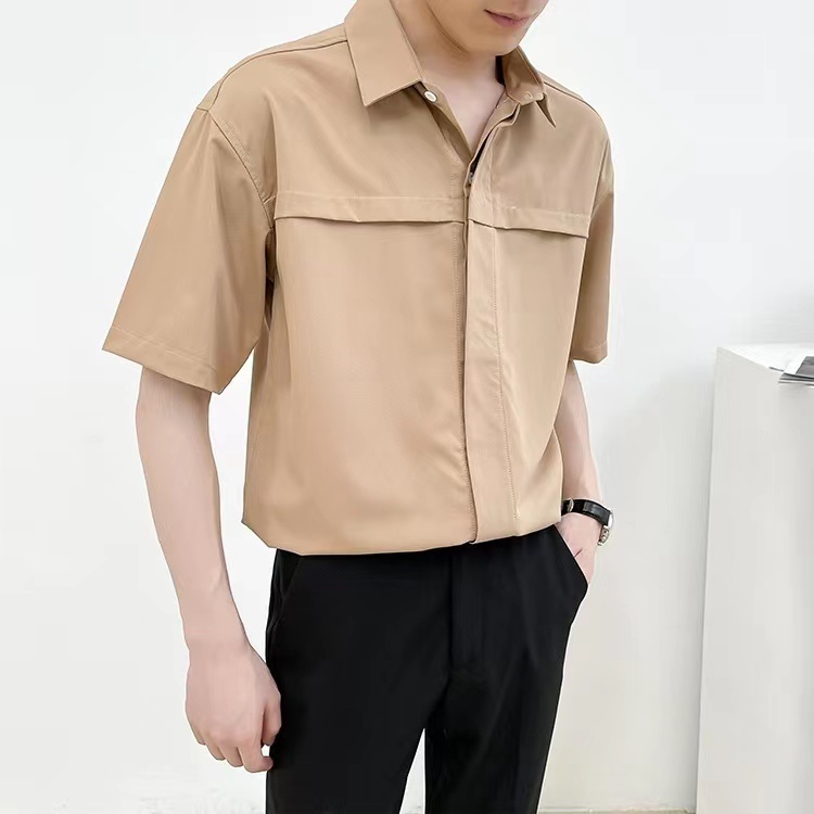 HUILISHI Korean Style Men's Button Down Short Sleeve Shirt Casual ...