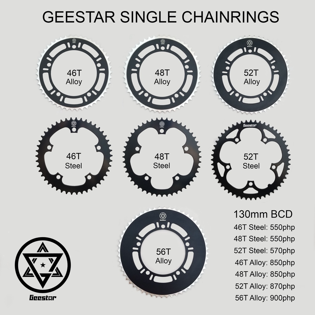 Geestar Chainring 130 BCD Single Speed Fixed Gear Road Bike 46T 48T 52T 56T 130BCD 46 48 52 56 Teeth Shopee Philippines