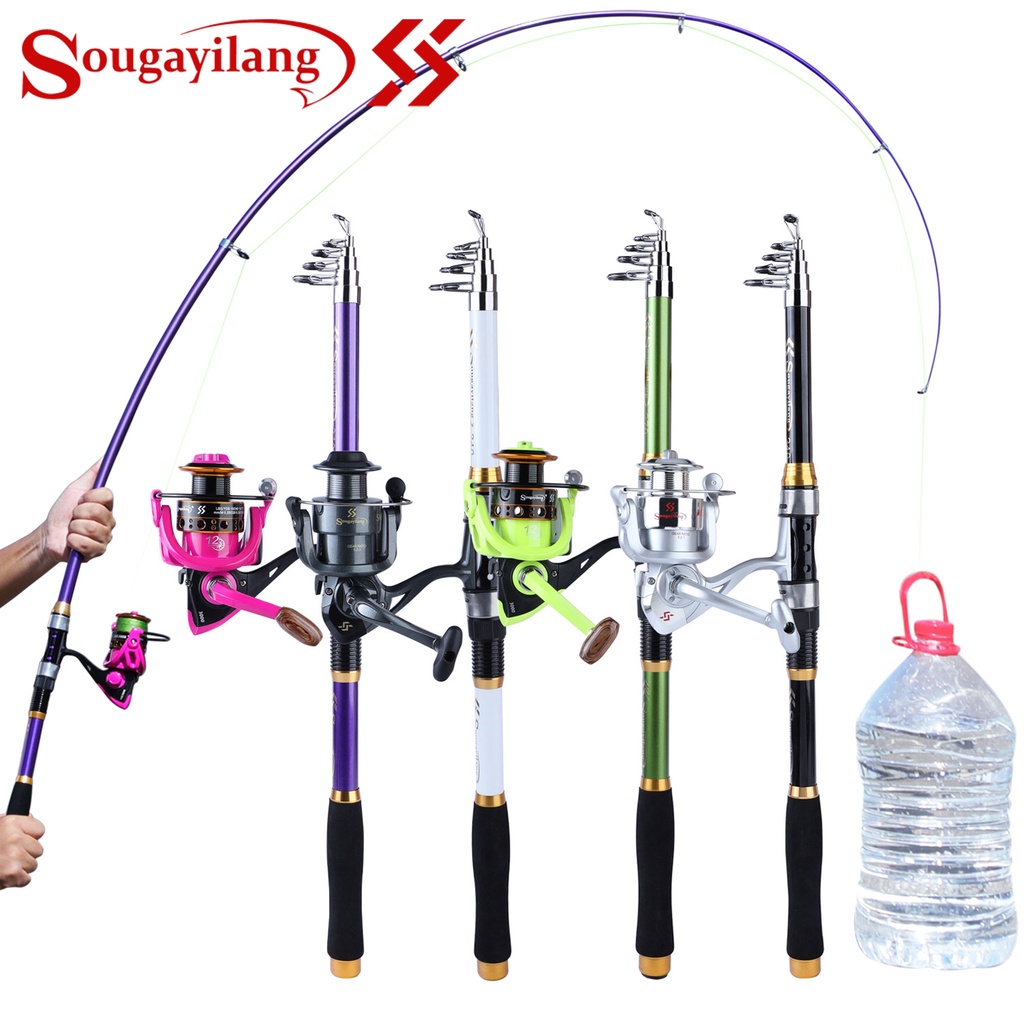 Sougayilang1.8m-3.3m Telescopic Spinning Fishing Rod Reel Set