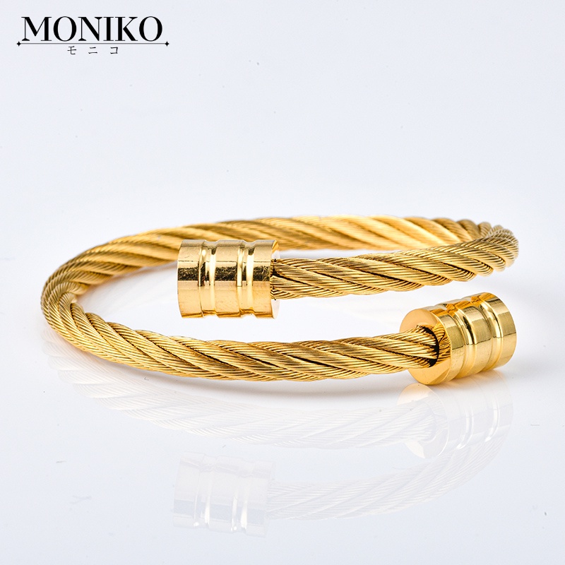 Moniko Gold Silver Thick Bangle Fashion Simple Bracelet Hemp Rope Metal ...