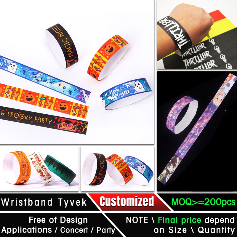 custom waterproof wristband sticker disposable wrist hand tyvek sticker ...
