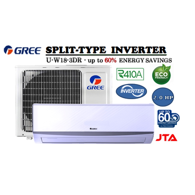 U W18 3dr Gree 20hp Inverter Split Type Airconditioner Lomo Series R410a Shopee Philippines 2741