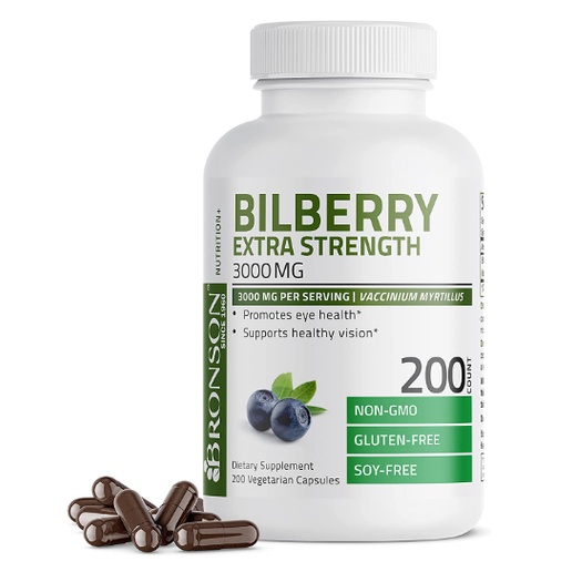 Bronson 3000 mg Bilberry Supplement Capsule Extra Strength 200ct ...