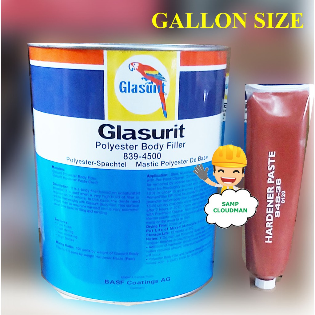 Glasurit Polyester Body Filler with Harderner Gallon 4 Liters Pang ...