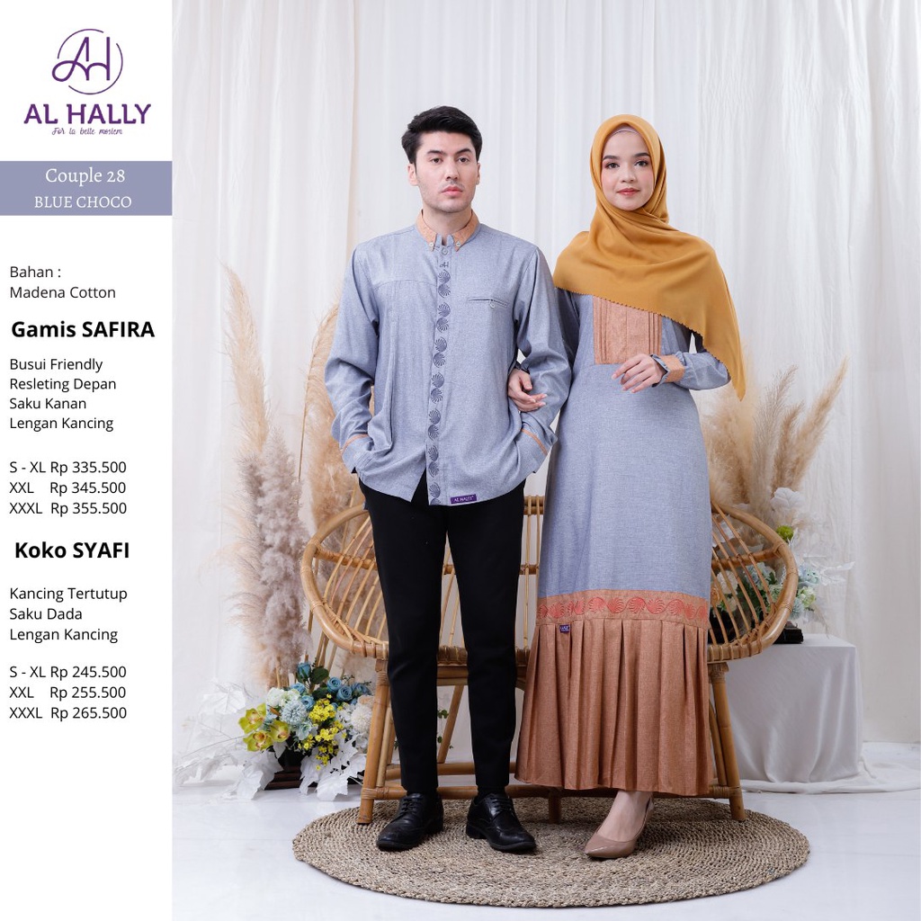 Gamis Koko COUPLE ALHALLY COUPLE 28 BLUE CHOCO || Safira - SYAFI ...
