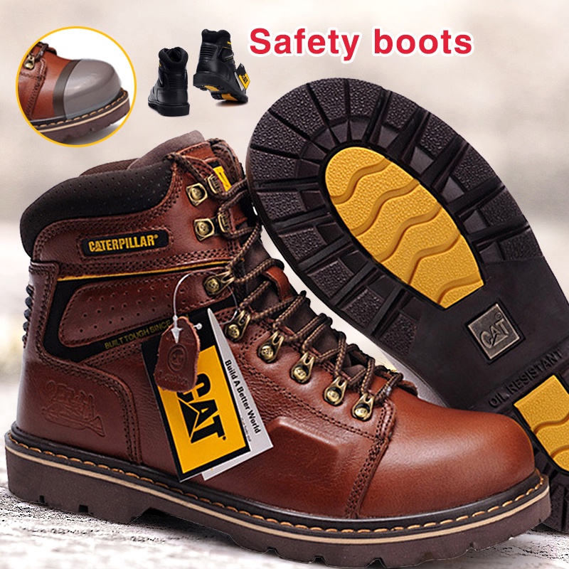 Caterpillar Safty Shoes Steel Toe Men s Work Boots Outdoor Hiking Boots Kasut kerja lelaki Genuine Leather Shopee Philippines