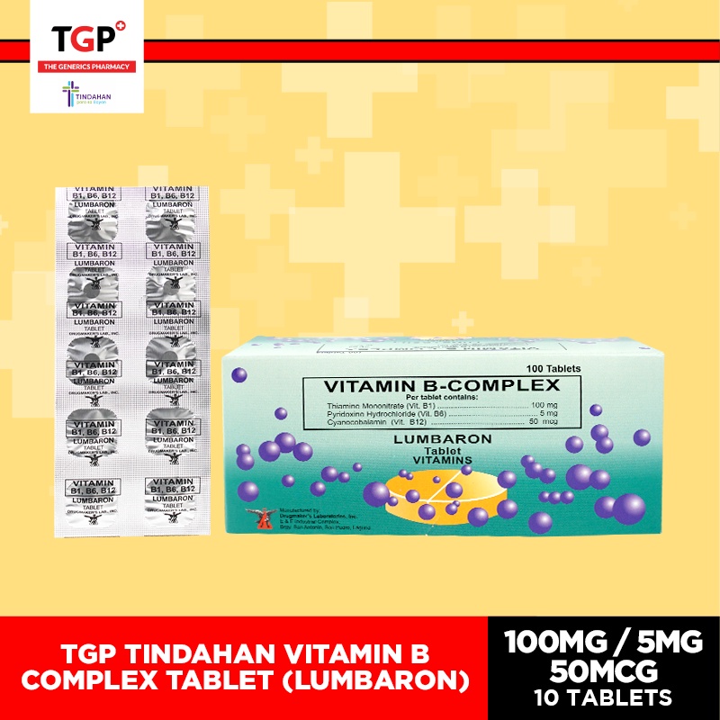 TGP Tindahan Vitamin B-Complex (LUMBARON) - 100mg/5mg/50mcg 10 Tablets ...