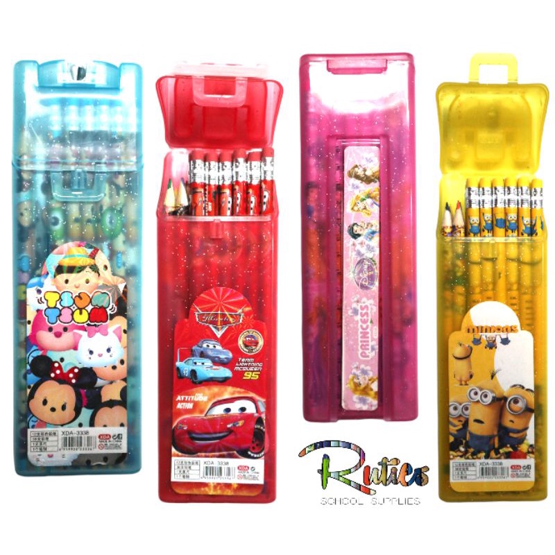 DISNEY CARTOON CHARACTERS PENCIL SET WITH FREE COLOR PENCILS | Shopee ...