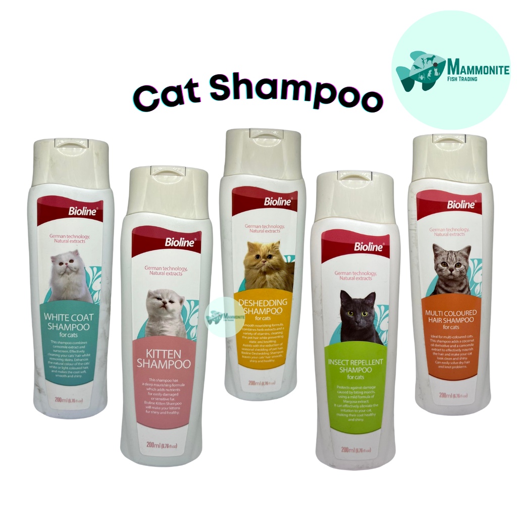 Bioline Cat Shampoo 200mL Insect Repellant Kitten Multi Colored White